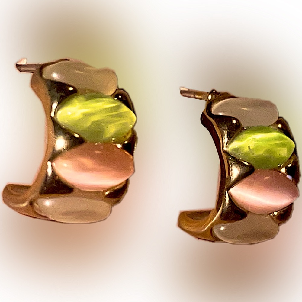 Multicolor Gemstone Hoop Earrings